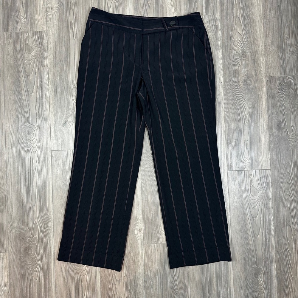 Black and Brown Pinstripe Trouser Pants - SIZE 18 Office Workwear‎ Chic Neutral